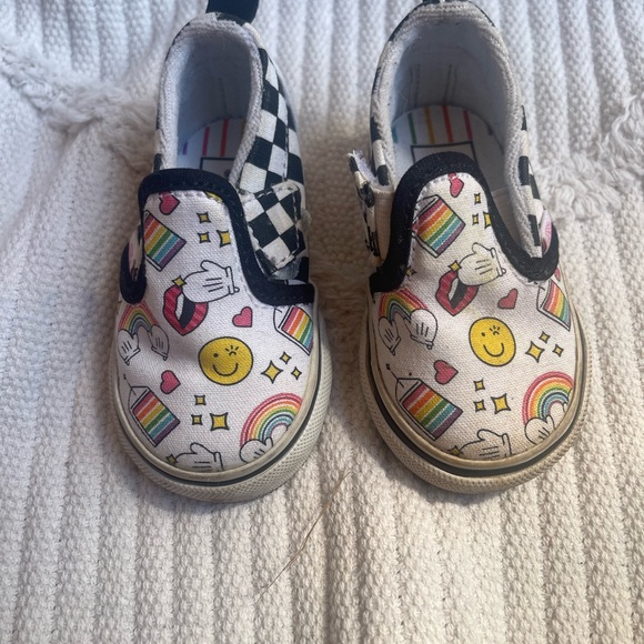 Vans Other - Vans Kids Smiley Rainbow Slip-On Sneakers
